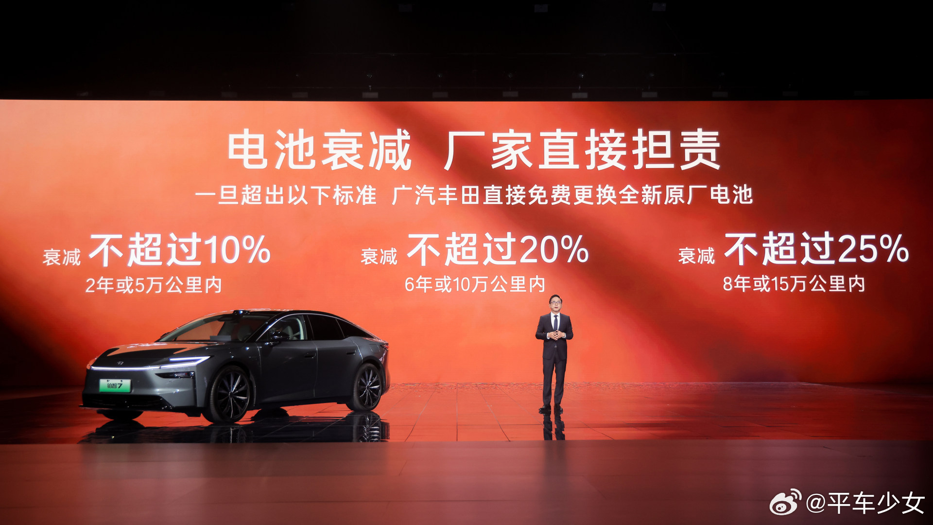 今天广汽丰田铂智7正式上市，听完彭总的分享，感觉这车是真的实在又有底气！电池不盲