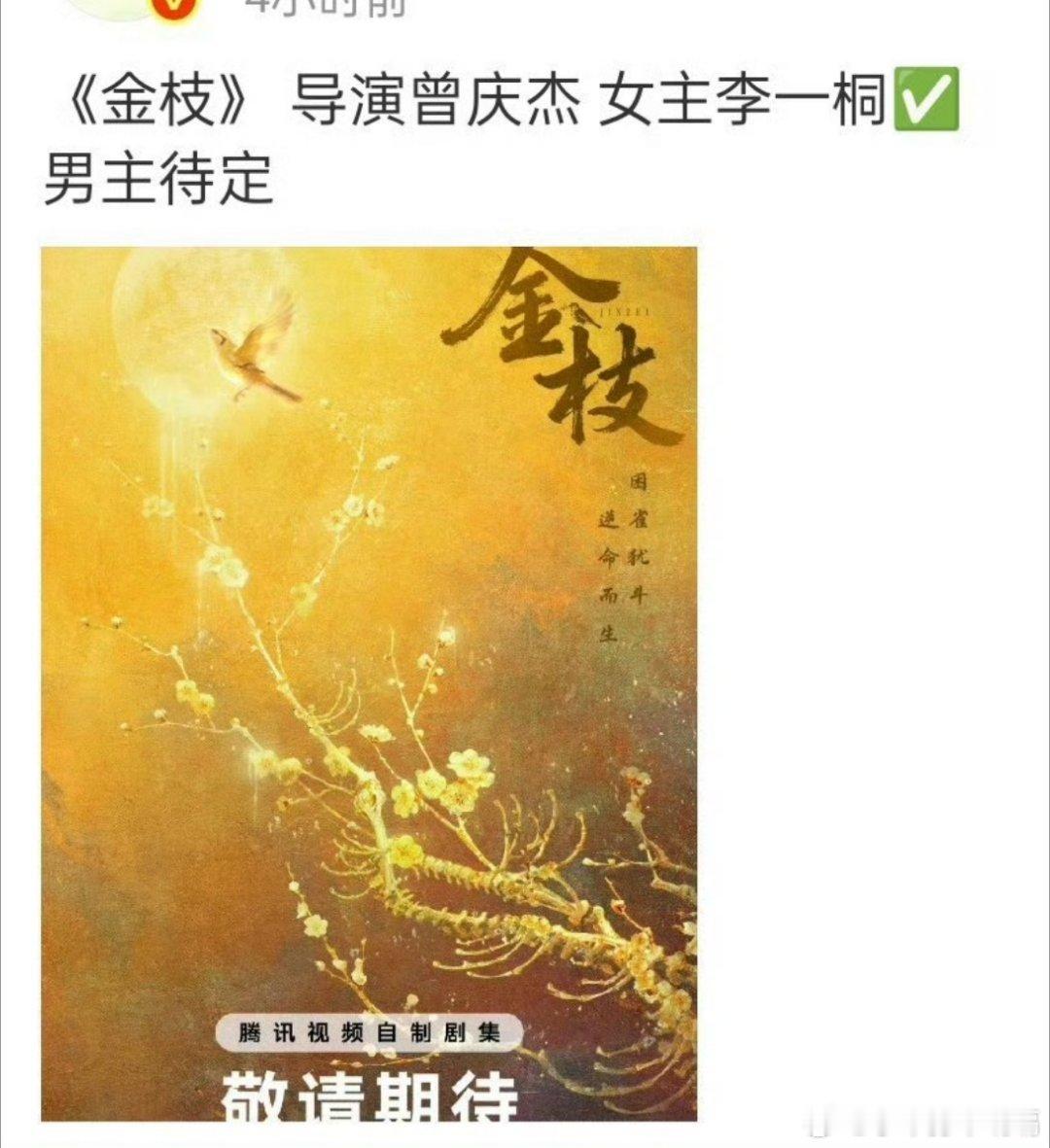 金枝 李一桐金枝女主李一桐李一桐的新剧定了定了，这个金枝也是古装隐忍复仇诶，一桐