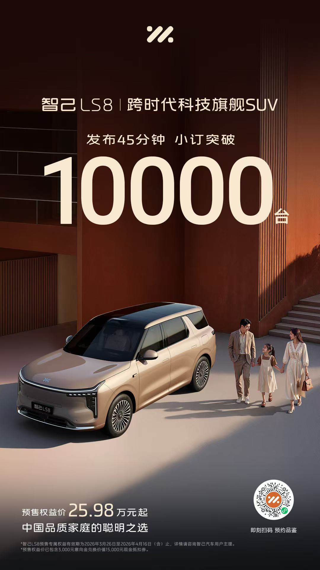 45分钟小订1w台。最近购车的热情上来了，看来第一季度大家都是在等新品发布。智己