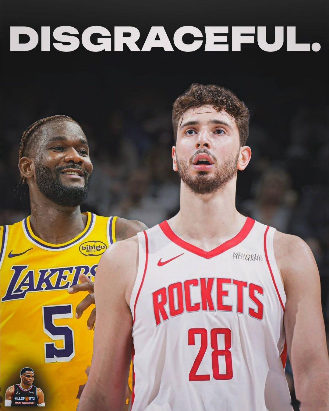 申京在这轮系列赛前两场的表现堪称丑陋，面对湖人这对孱弱的内线组合，他既无法在进攻