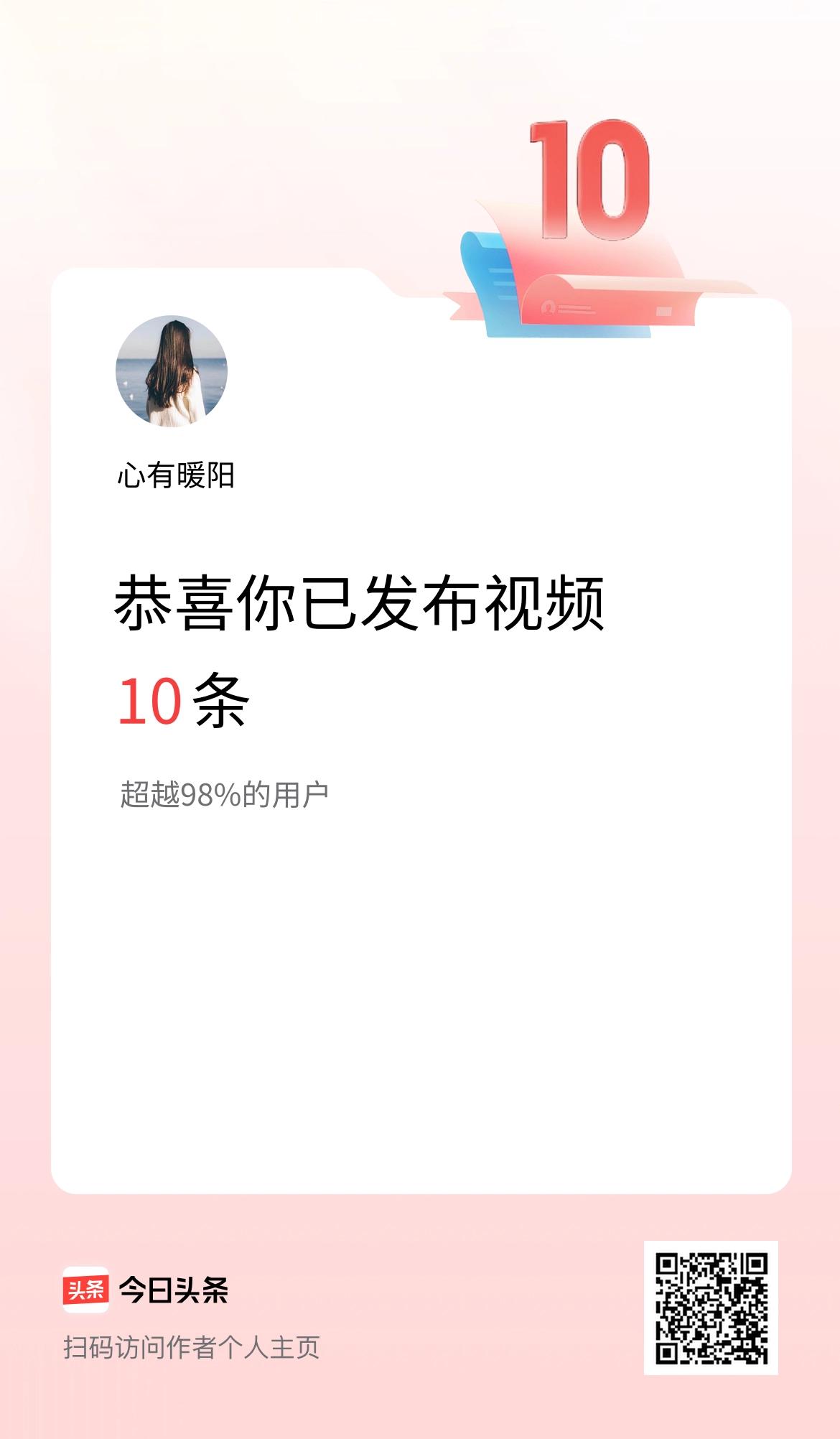 我在头条累计视频投稿10个