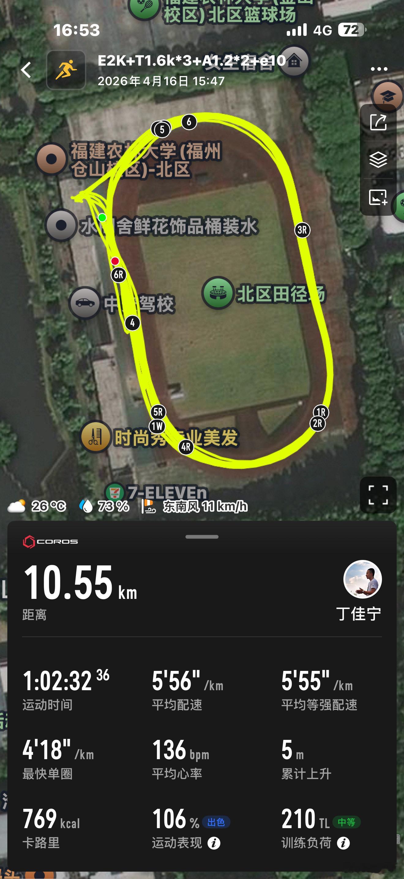 没有白练的坚持运动打卡运动打卡 福州·福建农林大学(金山校区)