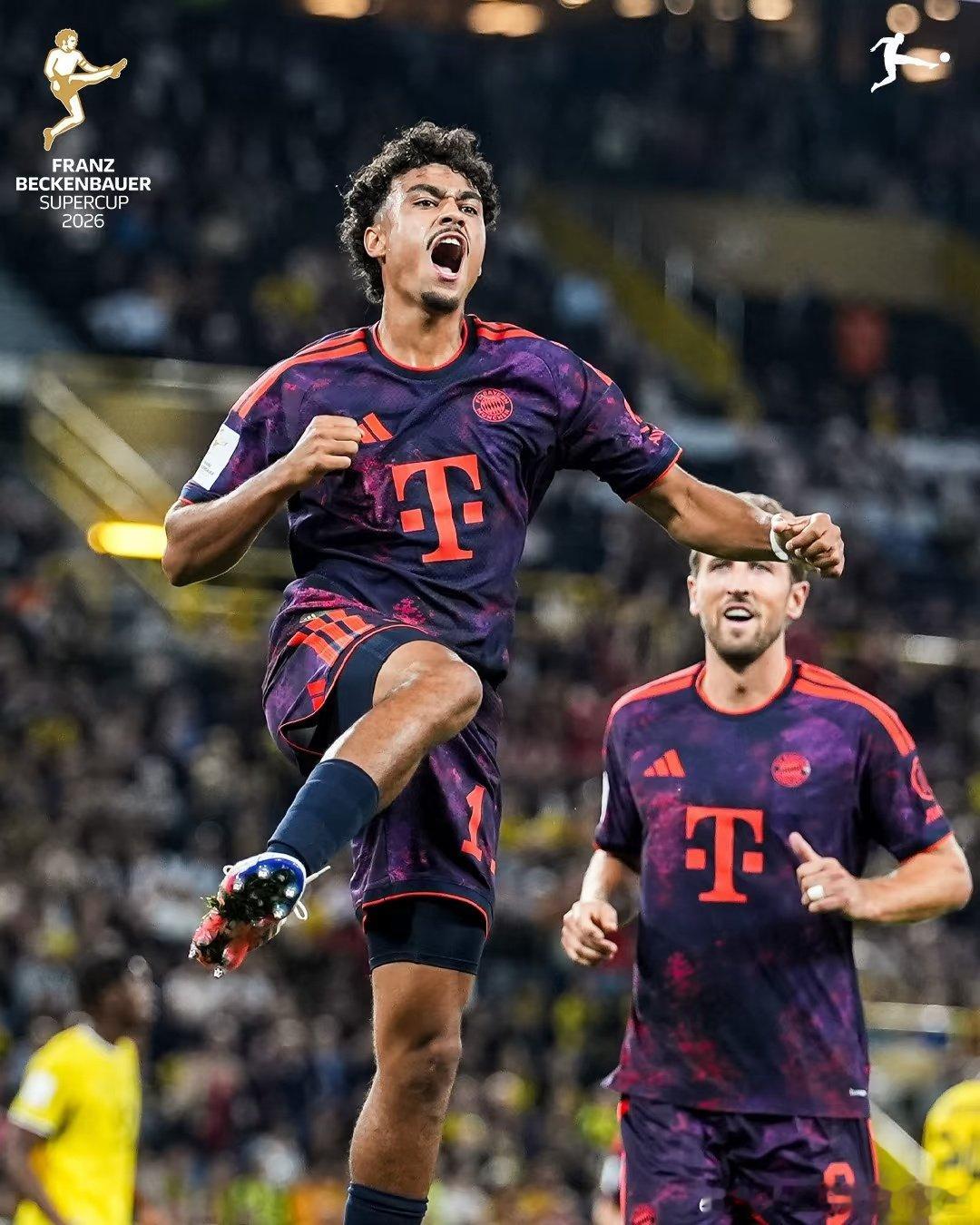 恭喜拜仁慕尼黑客场2-1战胜多特蒙德，加冕2026年弗朗茨·贝肯鲍尔超级杯冠军。