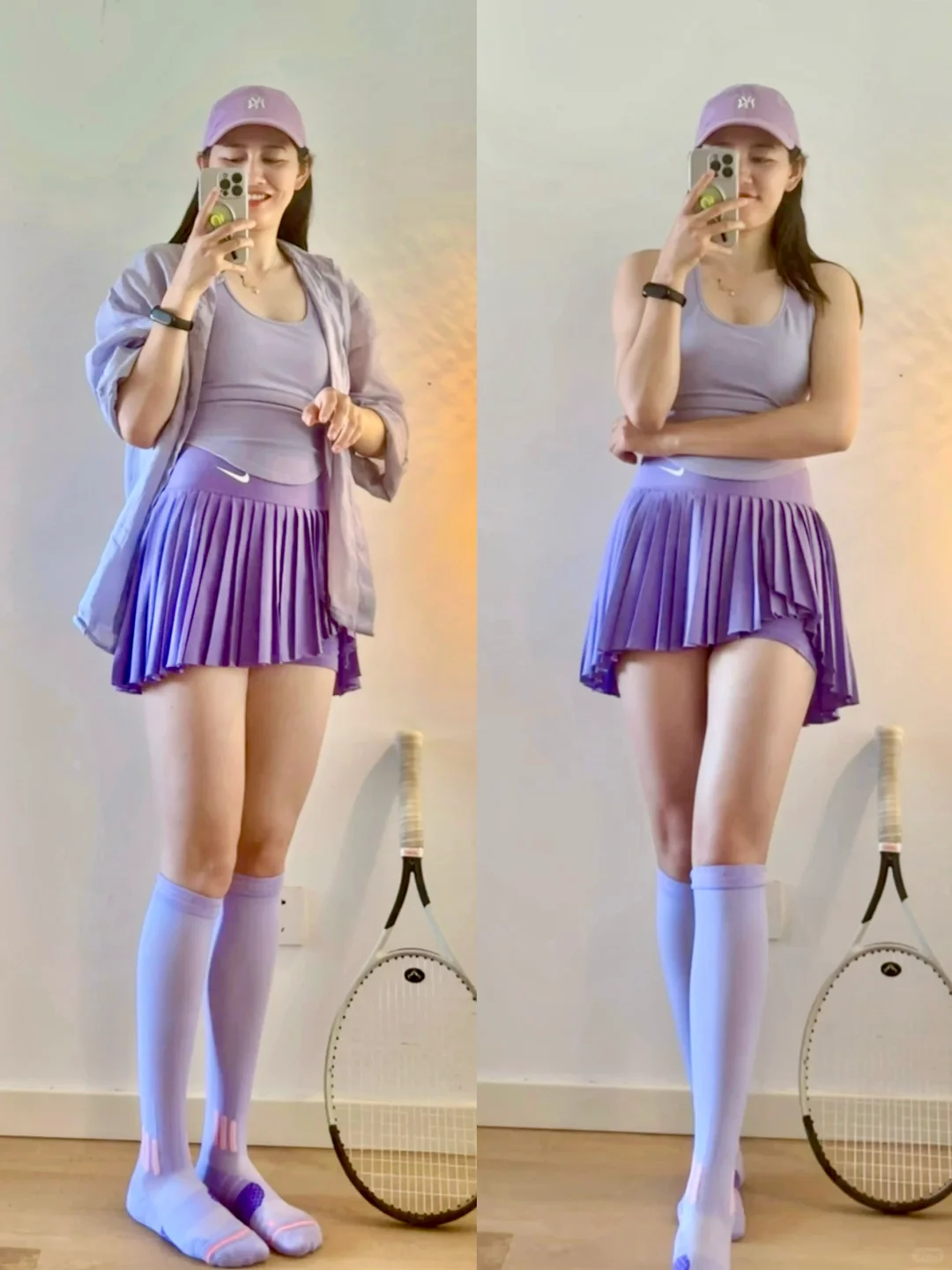 💜💜一定要右滑看下，这套真的和室外🎾超搭