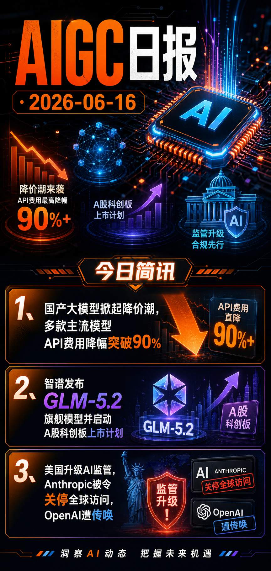 【AIGC日报 · 2026-06-16】今日简讯：1、国产大模型掀起降价潮，多