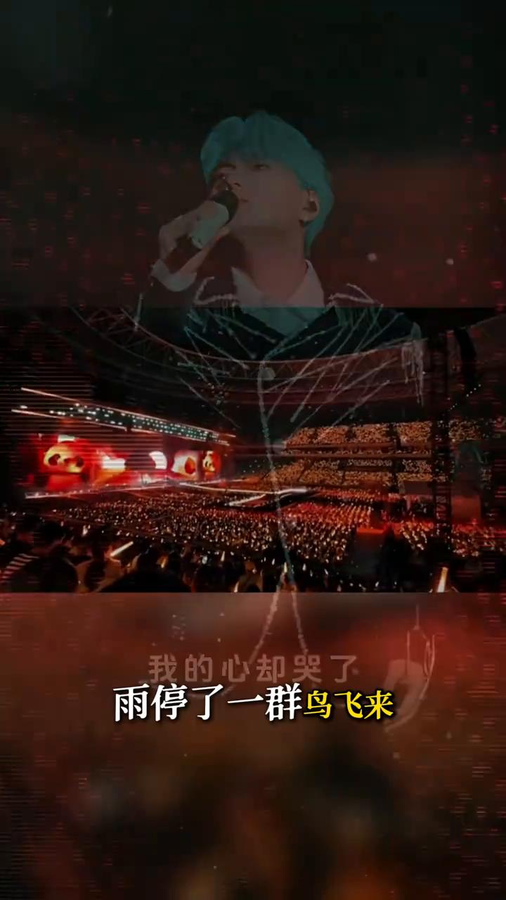 凤凰山4万人在听一个父亲唱歌，唱到阿果吉曲。雨停了一群鸟飞来，在场馆上空转圈，歌