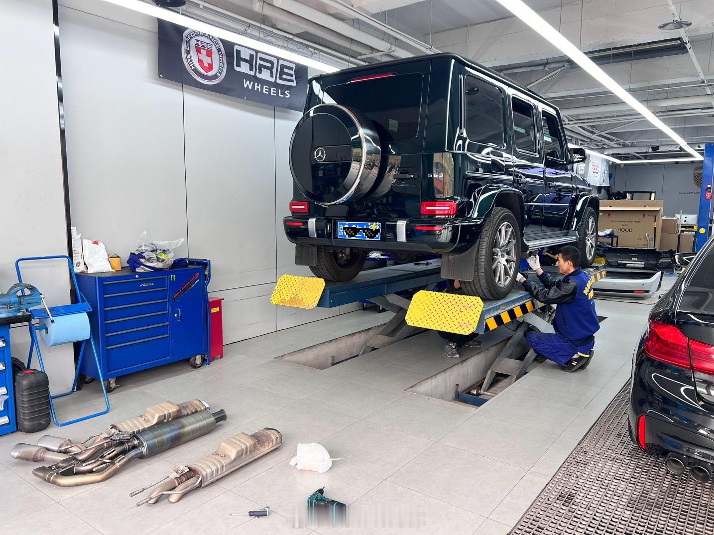 国五排放的祖母绿奔驰G63升级AK钛合金排气，精品拆车 高性价比[good] ​