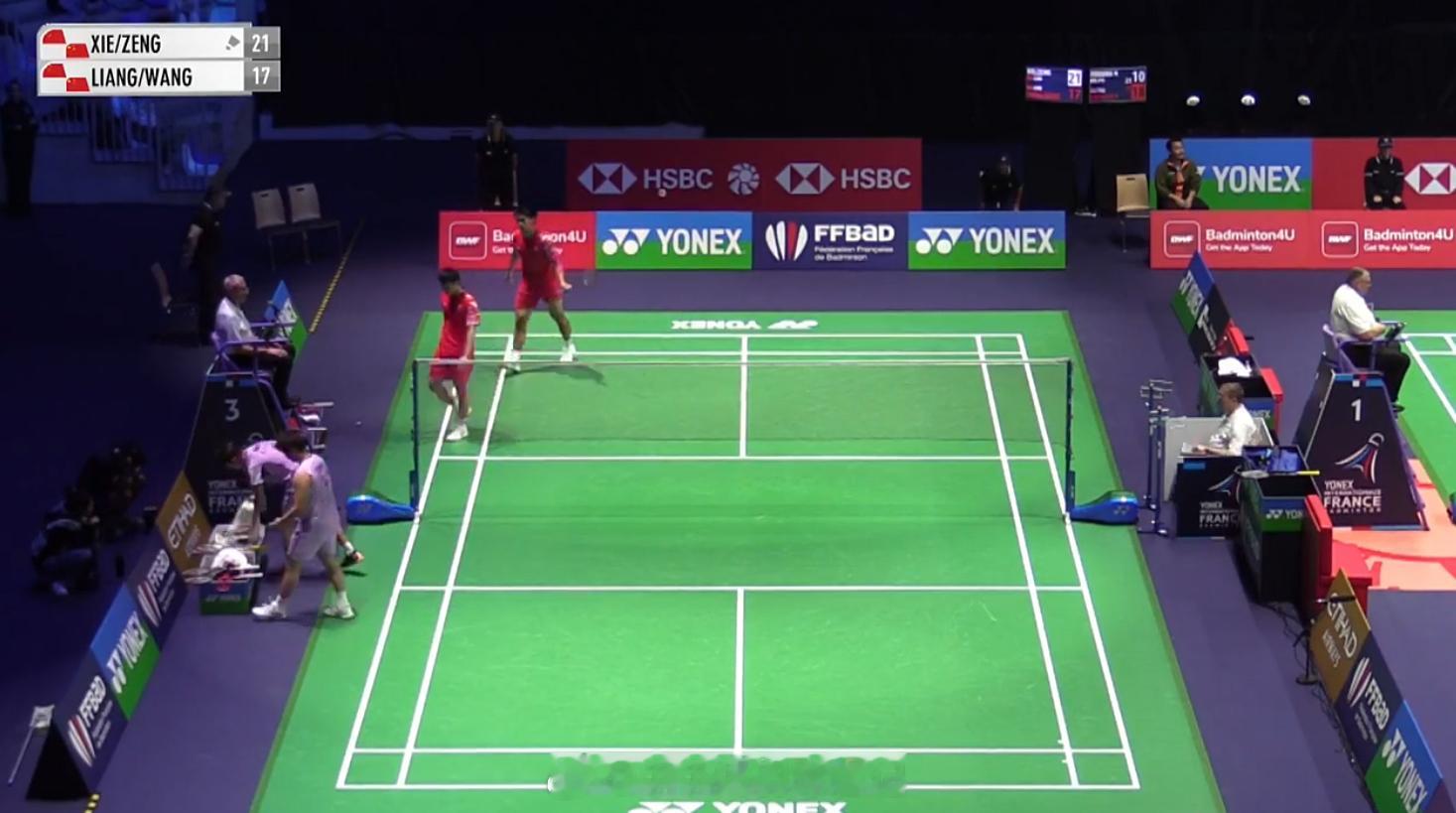 男双 1/16赛 谢浩南 曾维瀚 21-17 梁伟铿 王昶2025年法国羽毛球公