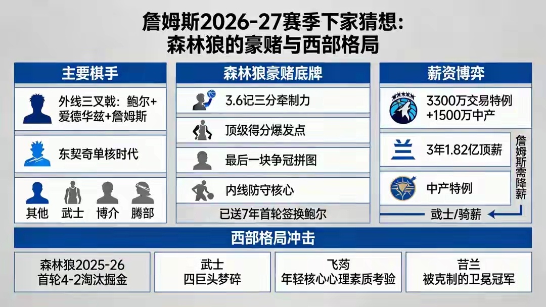 森林狼已和詹姆斯团队接触湖人在干嘛 湖人官宣跟41岁的詹姆斯分手,森林狼就急着想