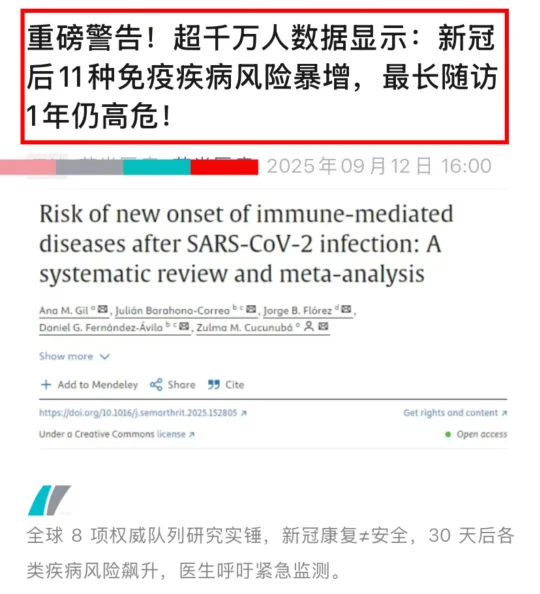 重磅预警‼️新冠康复30天后各类疾病风险📈