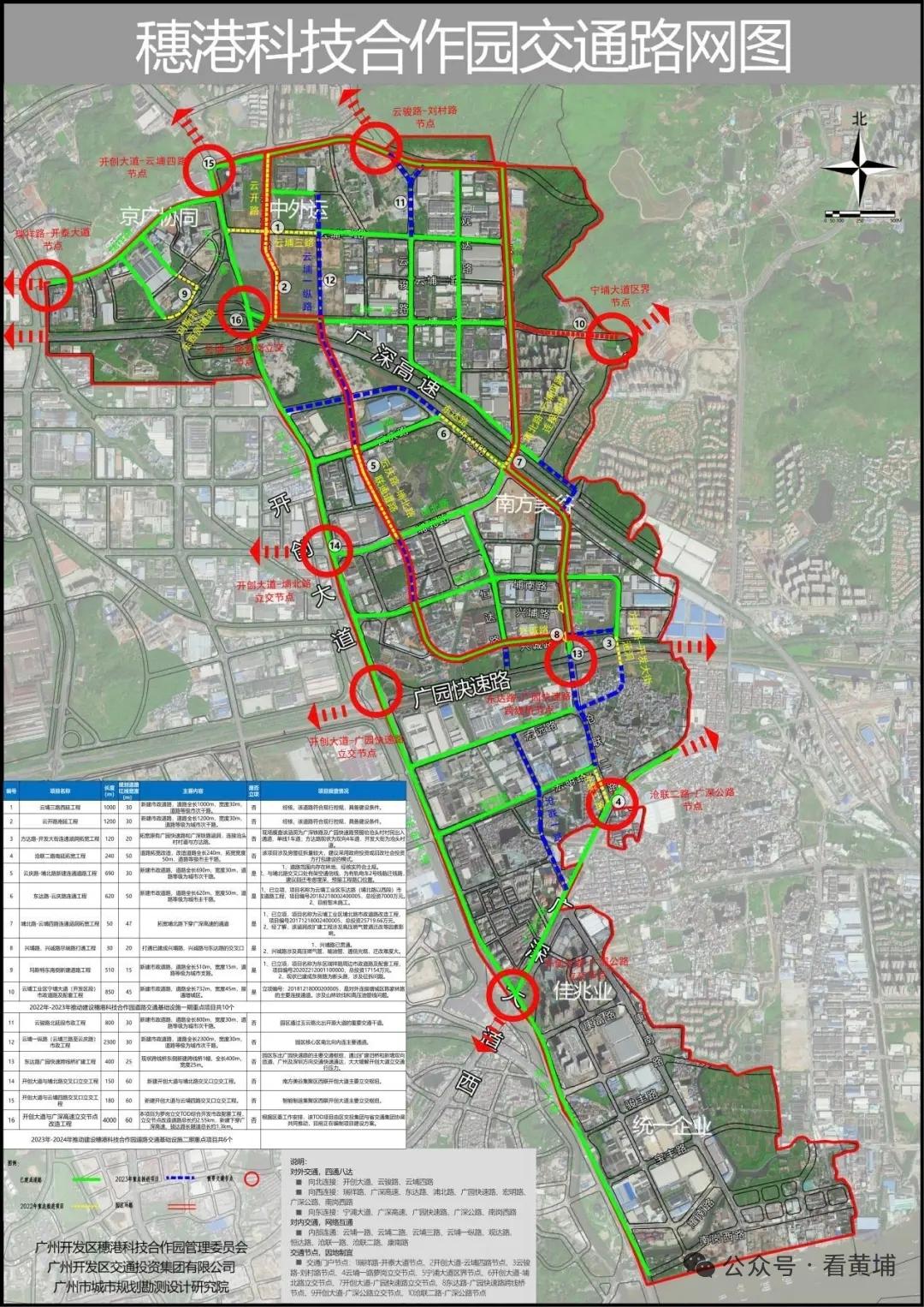 广州开发区穗港科技合作园（广州云埔工业区）范围示意图，总面积约16平方公里，进驻