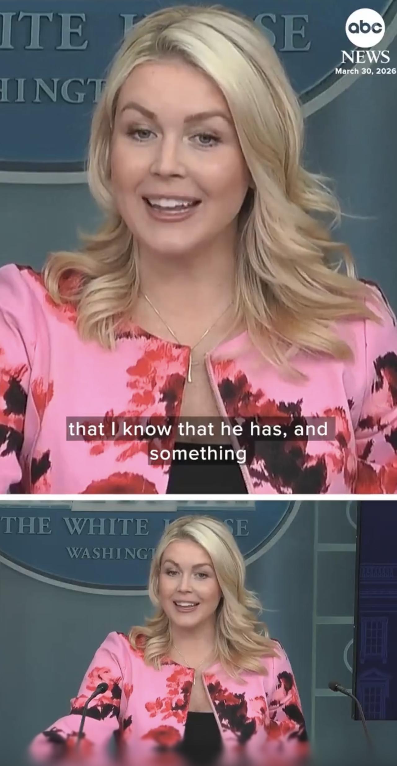 在周一的白宫新闻发布会上被记者询问时，白宫发言人莱维特Karoline Leav