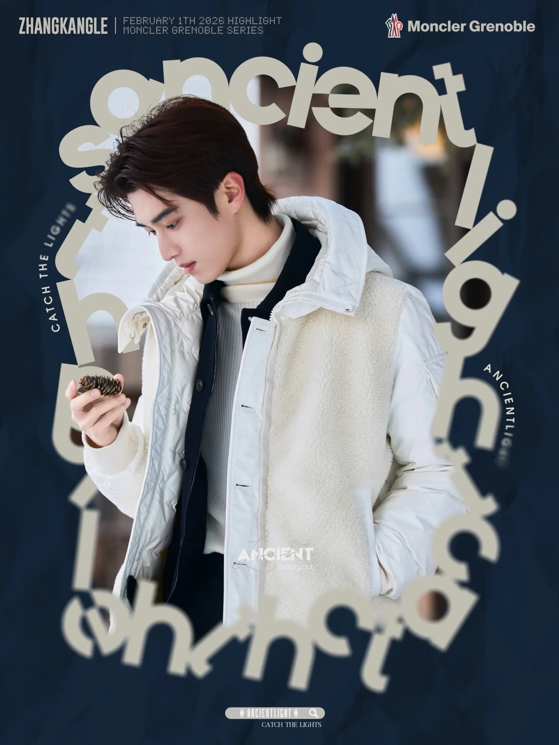 张康乐·冬日里一道低调的光从一件外套开始 米白拼接的质感自然提亮，蓬松...