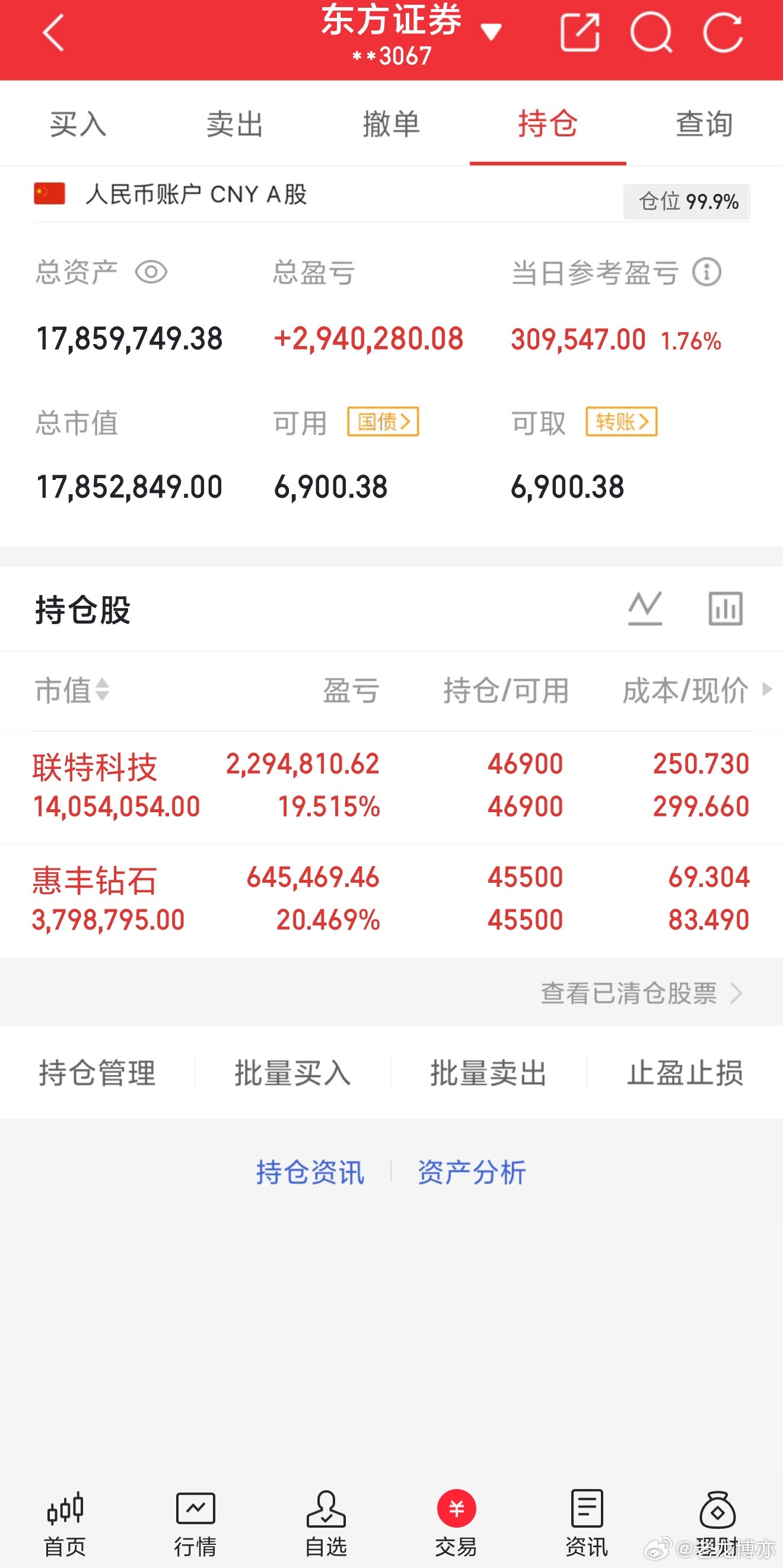 之前我就说过了，$惠丰钻石 bj920725$ 还会有一波，今天总算等到了，点赞