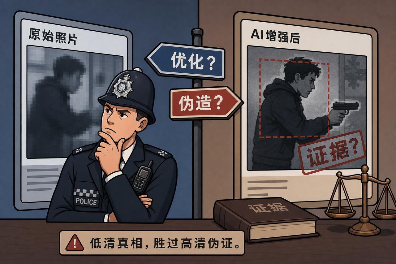 【AI“修图”成造假：警惕司法可信度崩塌】

英国警员因涉嫌用AI“制造证据”受
