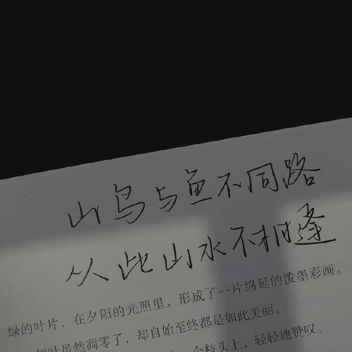 “山鸟与鱼不同路，从此山水不相逢。” 