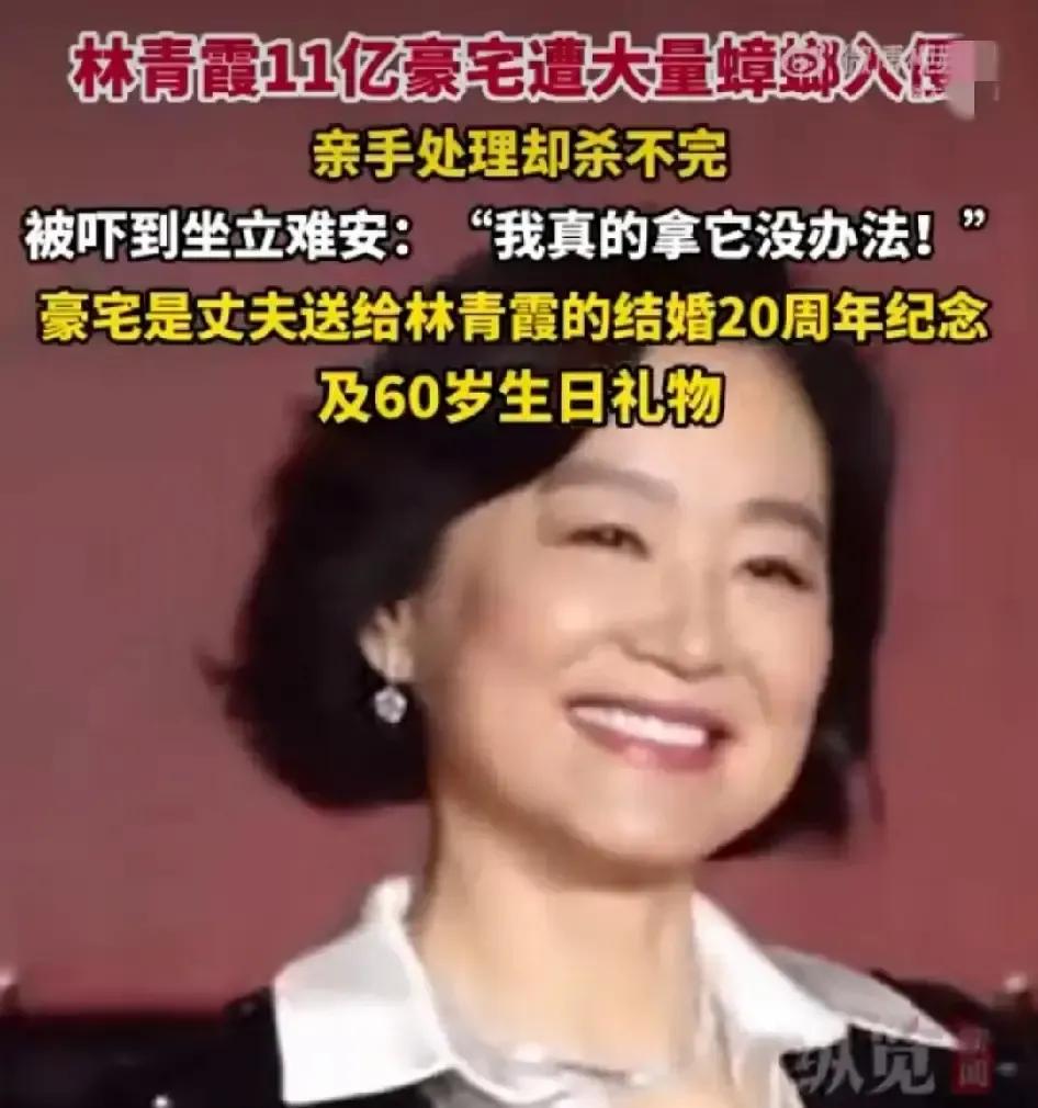 林青霞的豪宅被爆蟑螂入侵，甚至有人说她情绪崩溃。
消息称她在香港的5000平方英