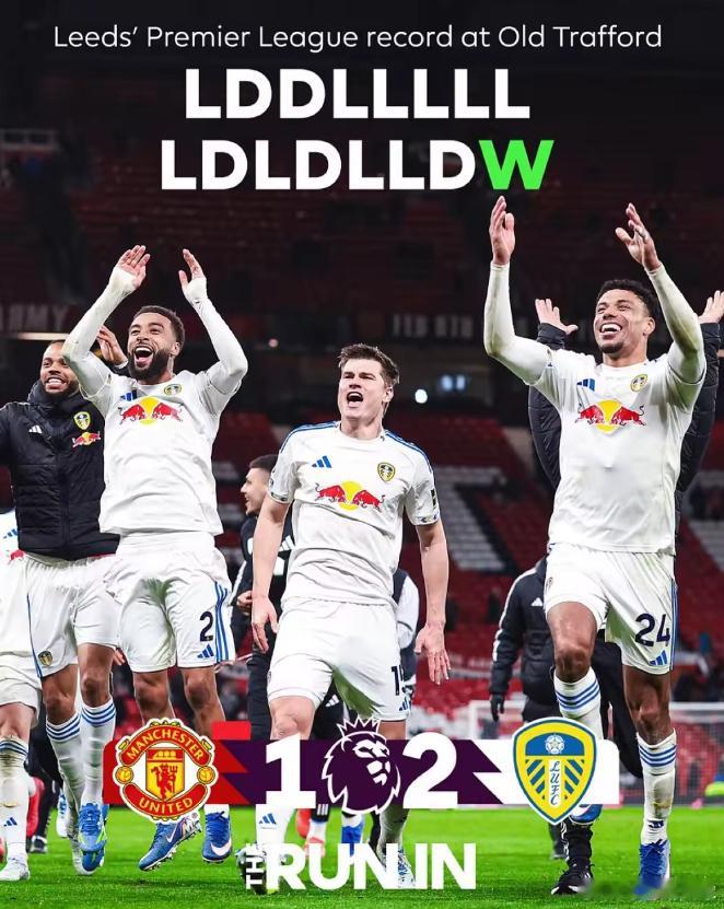 英超第32轮比赛，凭借着奥卡福的梅开二度，最终利兹联在老特拉福德客场以2-1的比