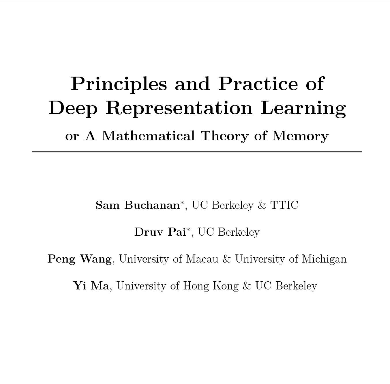 马毅老师等人的新书 Principles and Practice of Dee