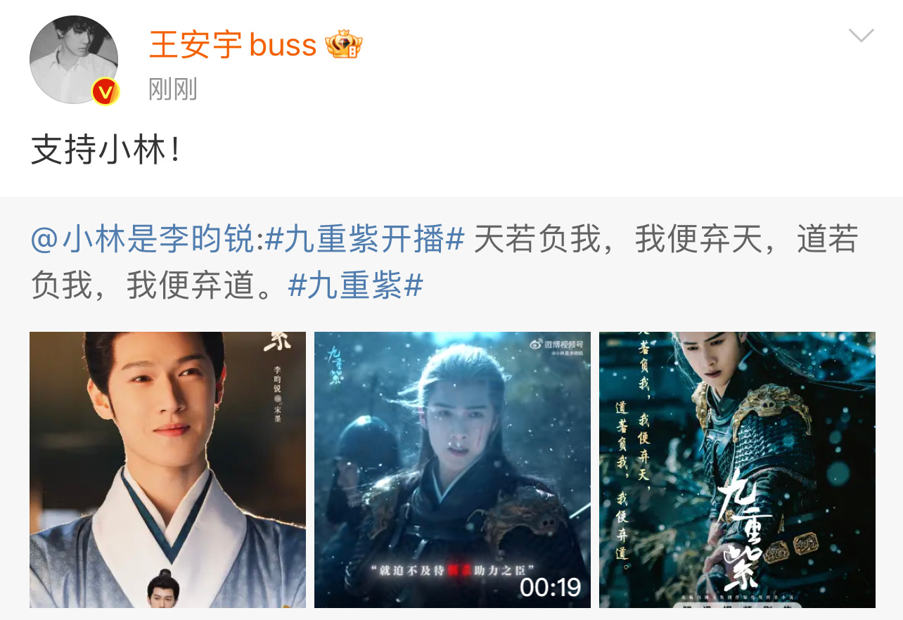 王安宇为李昀锐九重紫打call  王安宇宣传李昀锐九重紫  宣传小能手上线，王安