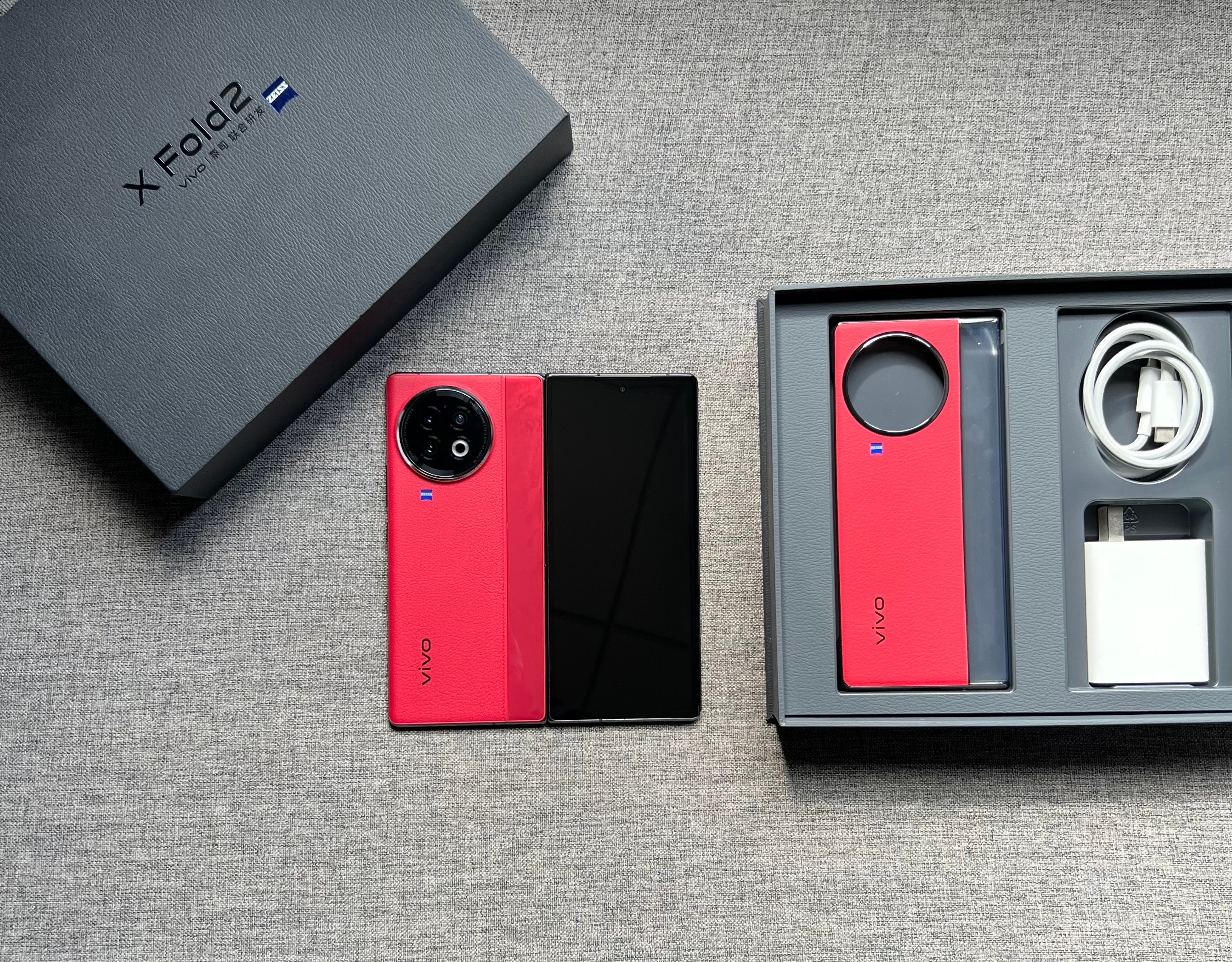 vivo X Fold2 12+512G 华夏红，极品橙色，屏幕完美，中框细小磕