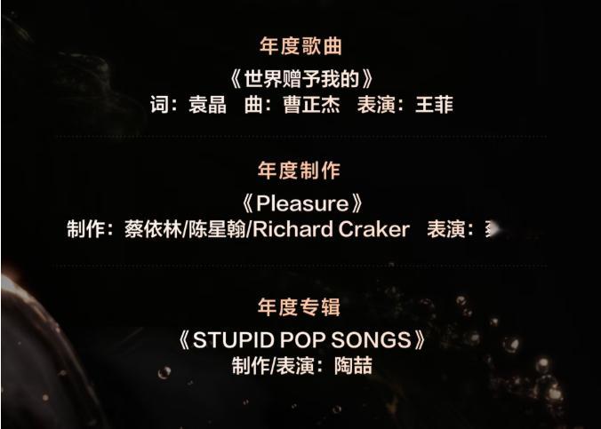 🎵浪潮大赏揭晓 王菲封神第四届浪潮音乐大赏在浙江盐官落幕。 王菲《世界赠予我的