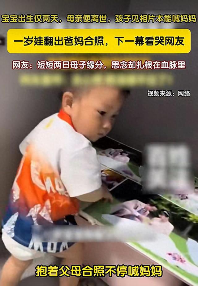 “泪目了！”湖南一名1岁多的小男孩，抱着妈妈的相框不肯撒手，小脸紧紧贴在冰凉的玻