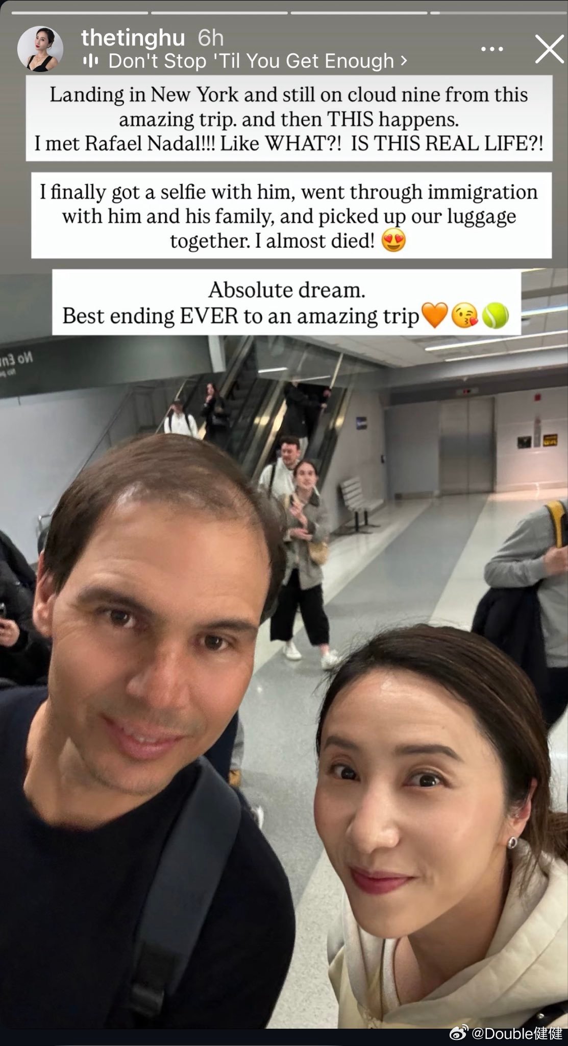 纳达尔抵达美国被合影体育拜大年