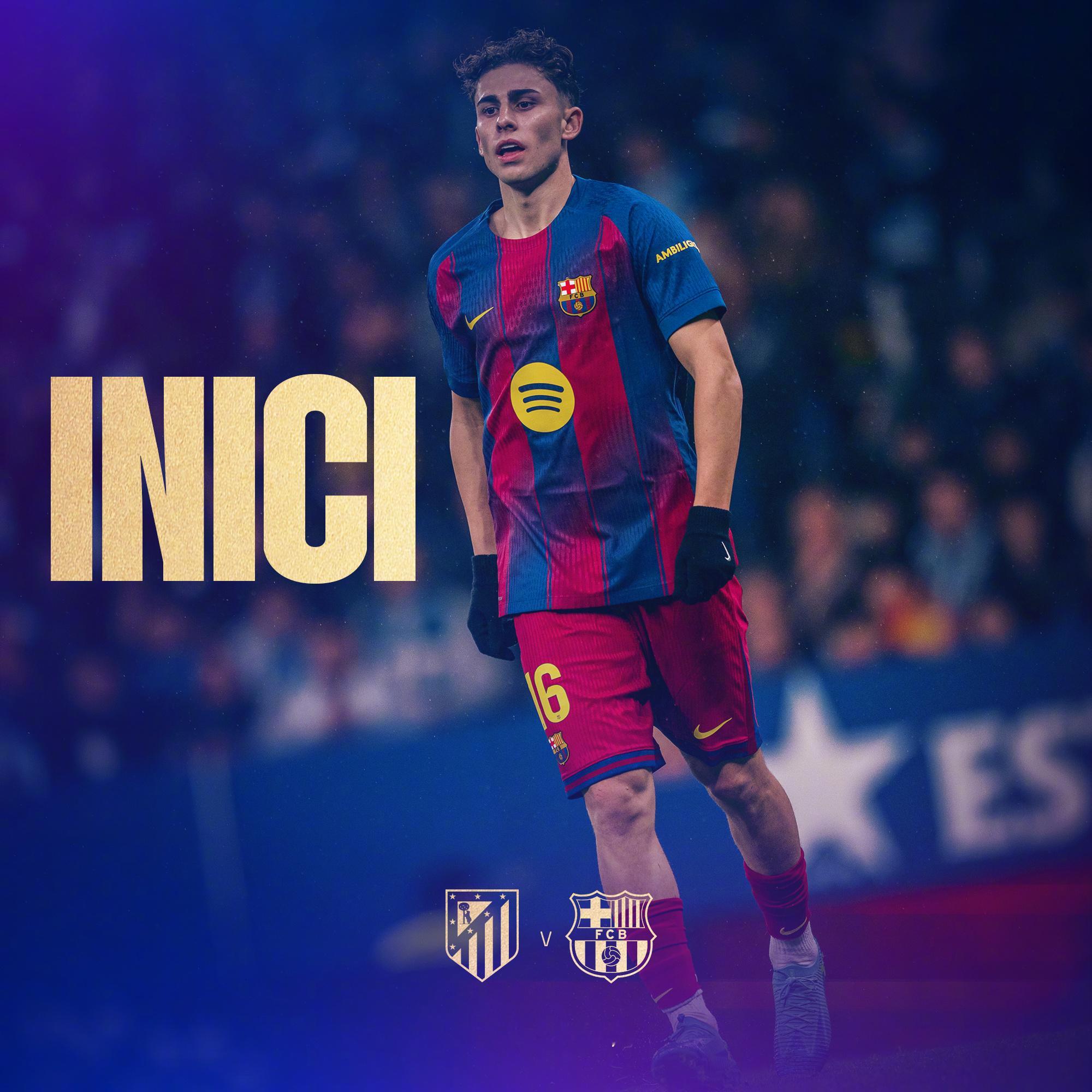 马竞vs巴萨 全场比赛开始，红蓝军团加油！巴萨 🔴🔵 ForçaBarça