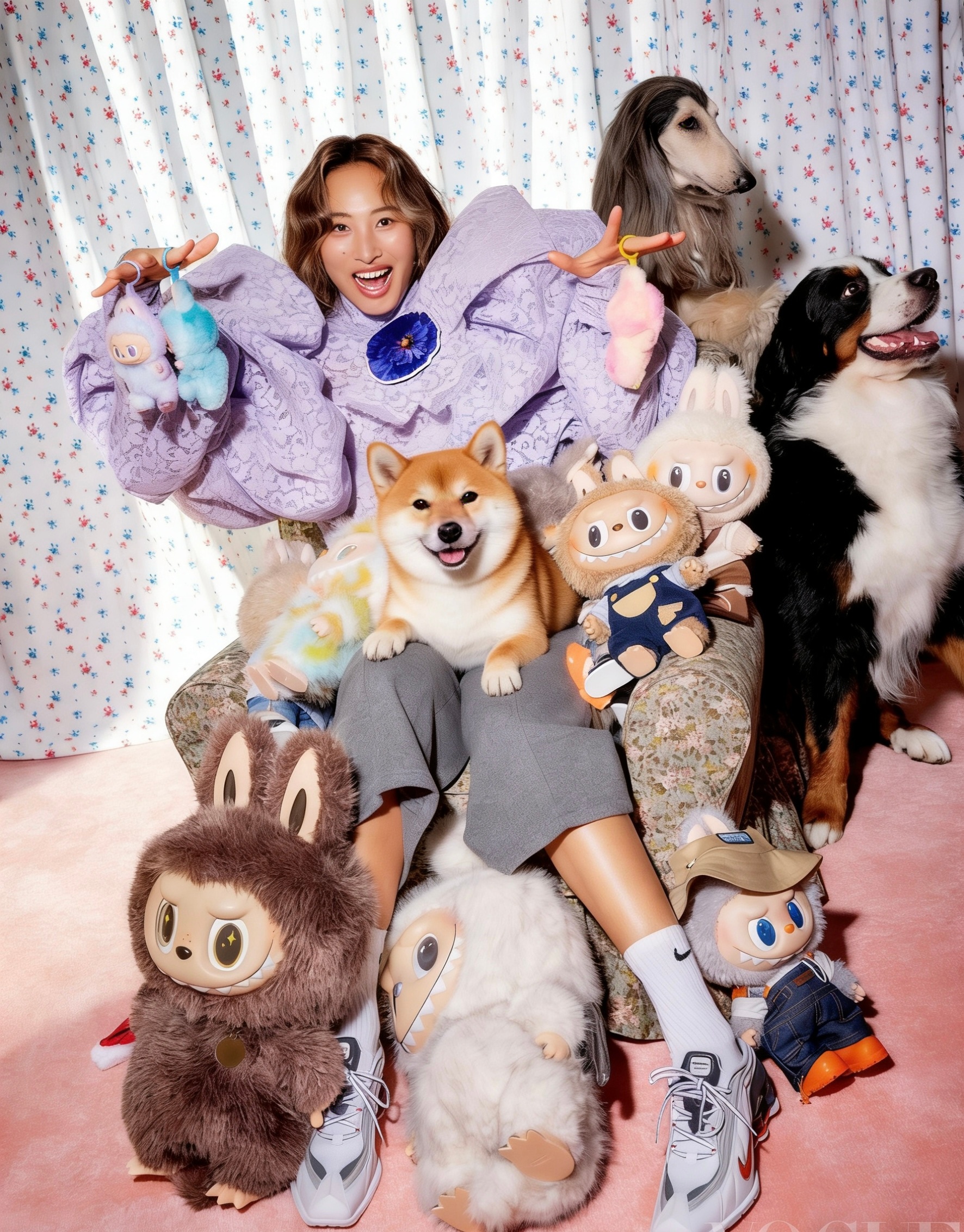 没错，我就这样无法无天郑钦文vogue多面郑钦文大片 郑钦文和三只狗狗一起登上v