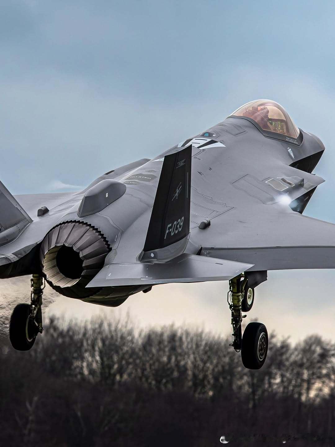 已安装减速伞的荷兰F-35A。 