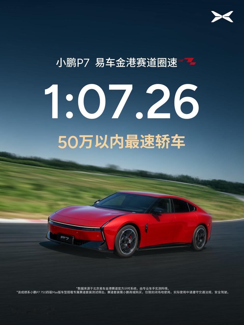 小鹏P7成易车金港赛道50万以内最速轿车小鹏P7赛道圈速超百万性能车1分7秒26