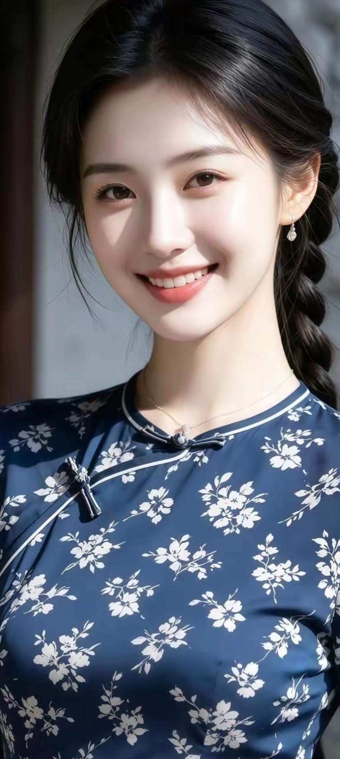 温柔甜美的旗袍少女，笑靥如花，典雅动人。