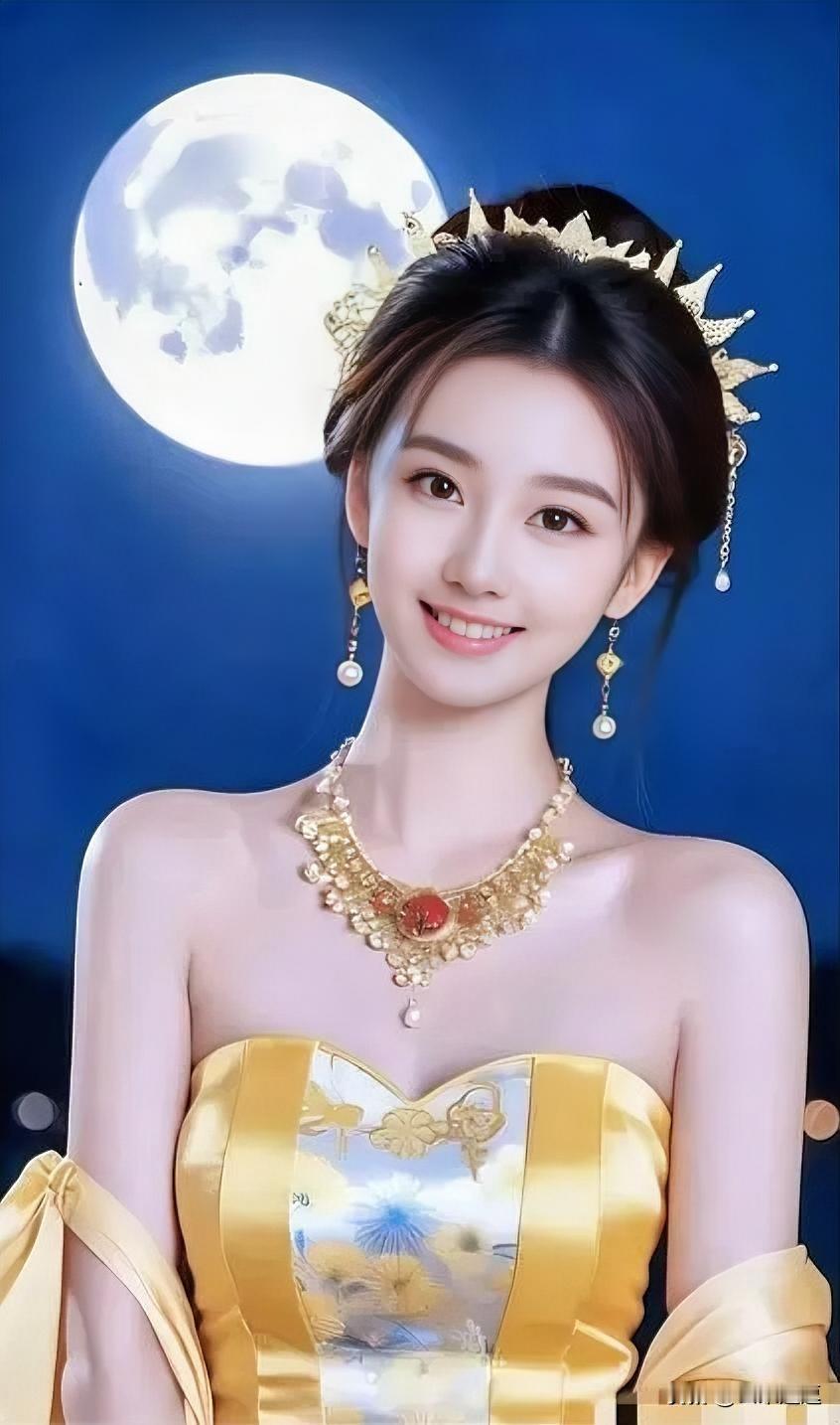 梦幻古风少女，月色下的华丽装束