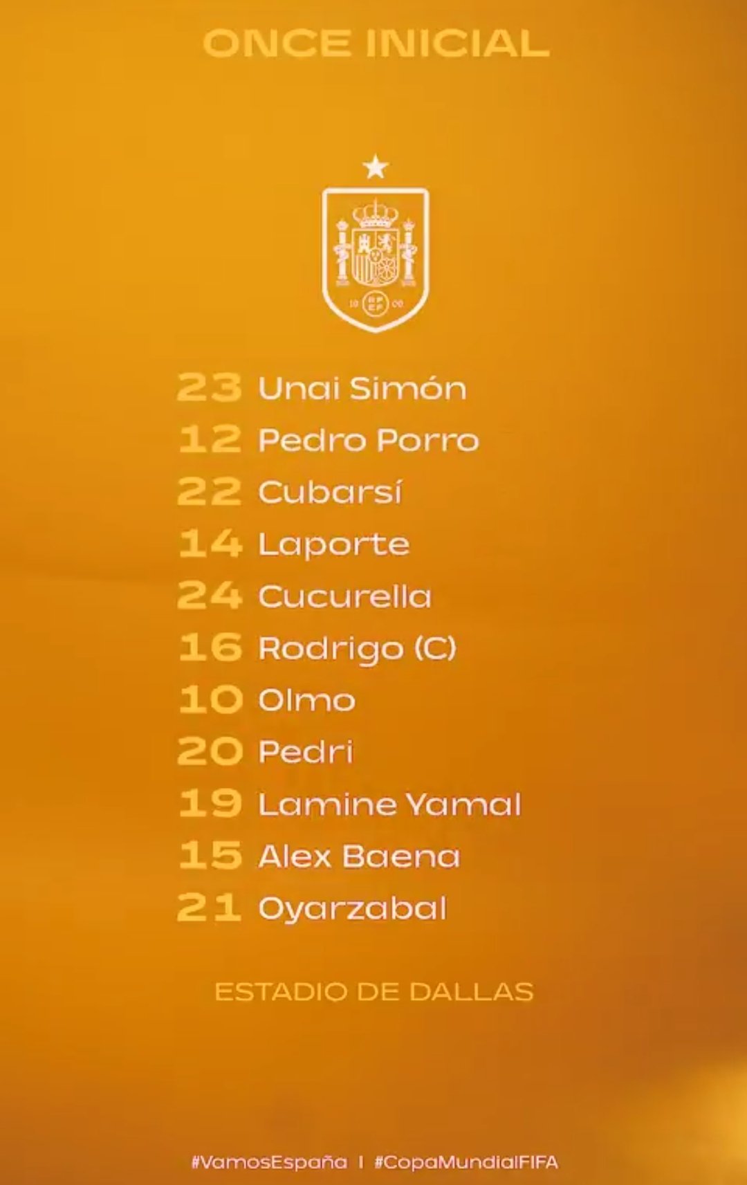 【首发阵容】 世界杯 1/8决赛：⚔️  葡萄牙🇵🇹 vs 西班牙🇪🇸。