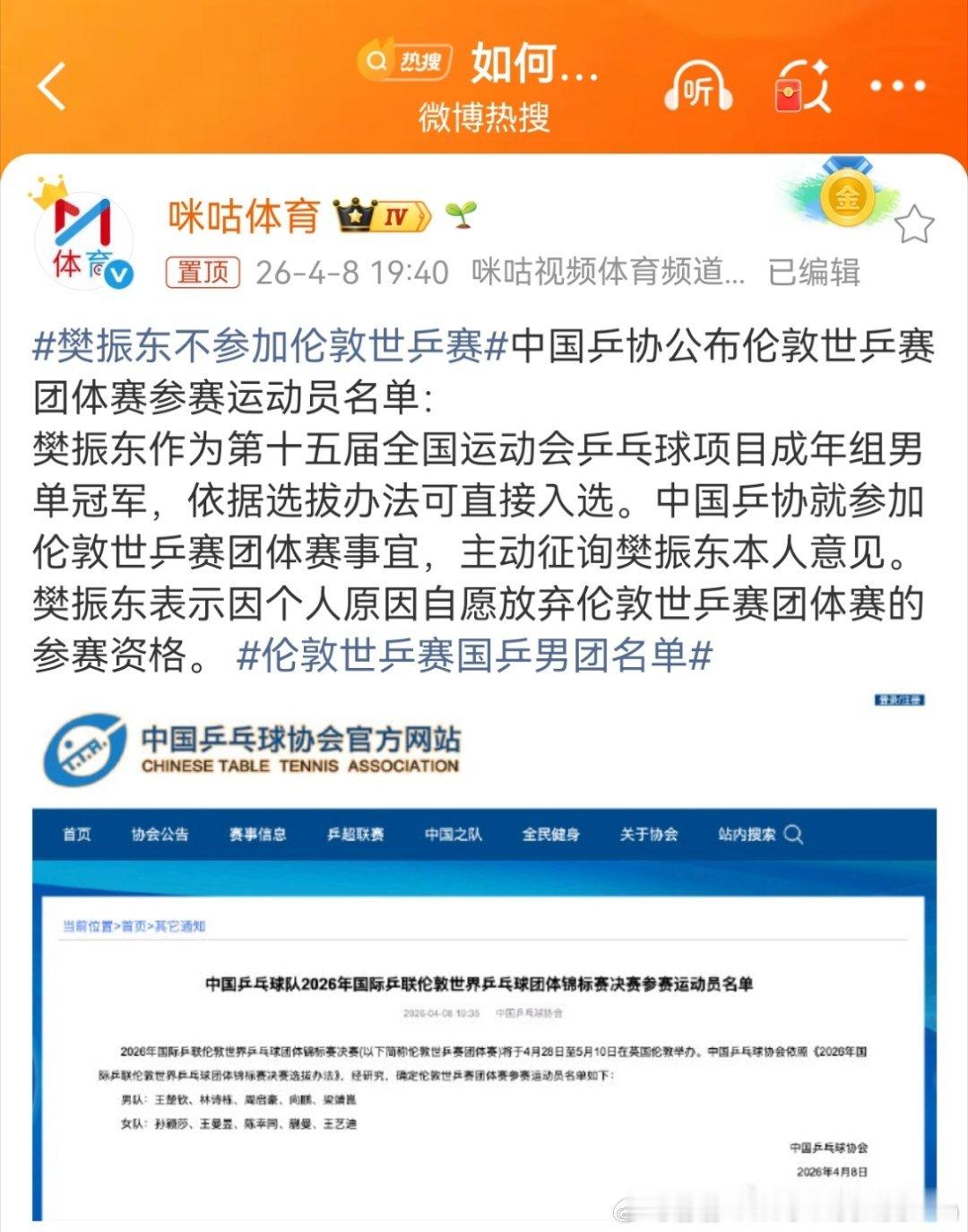 樊振东不参加伦敦世乒赛追了这么多年球，真的没办法接受用“主动放弃”来概括这件事。