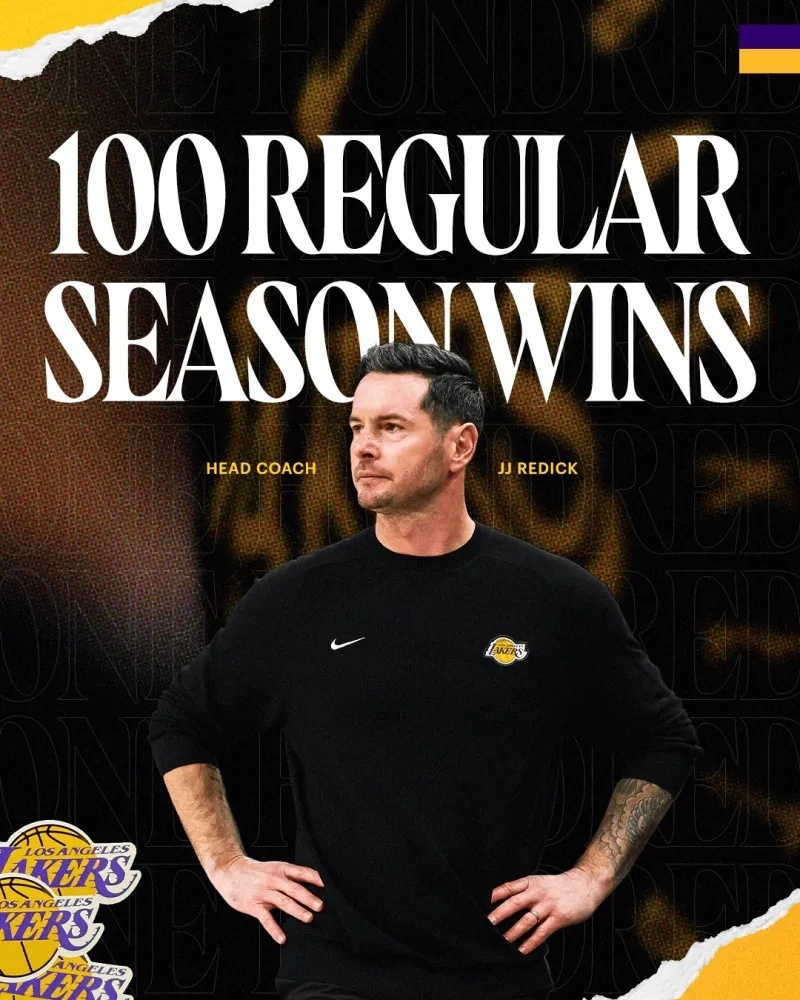 🏀【NBA战报】湖人主场战胜骑士，雷迪克百场胜利见证辉煌！🏆今天，洛杉矶湖人