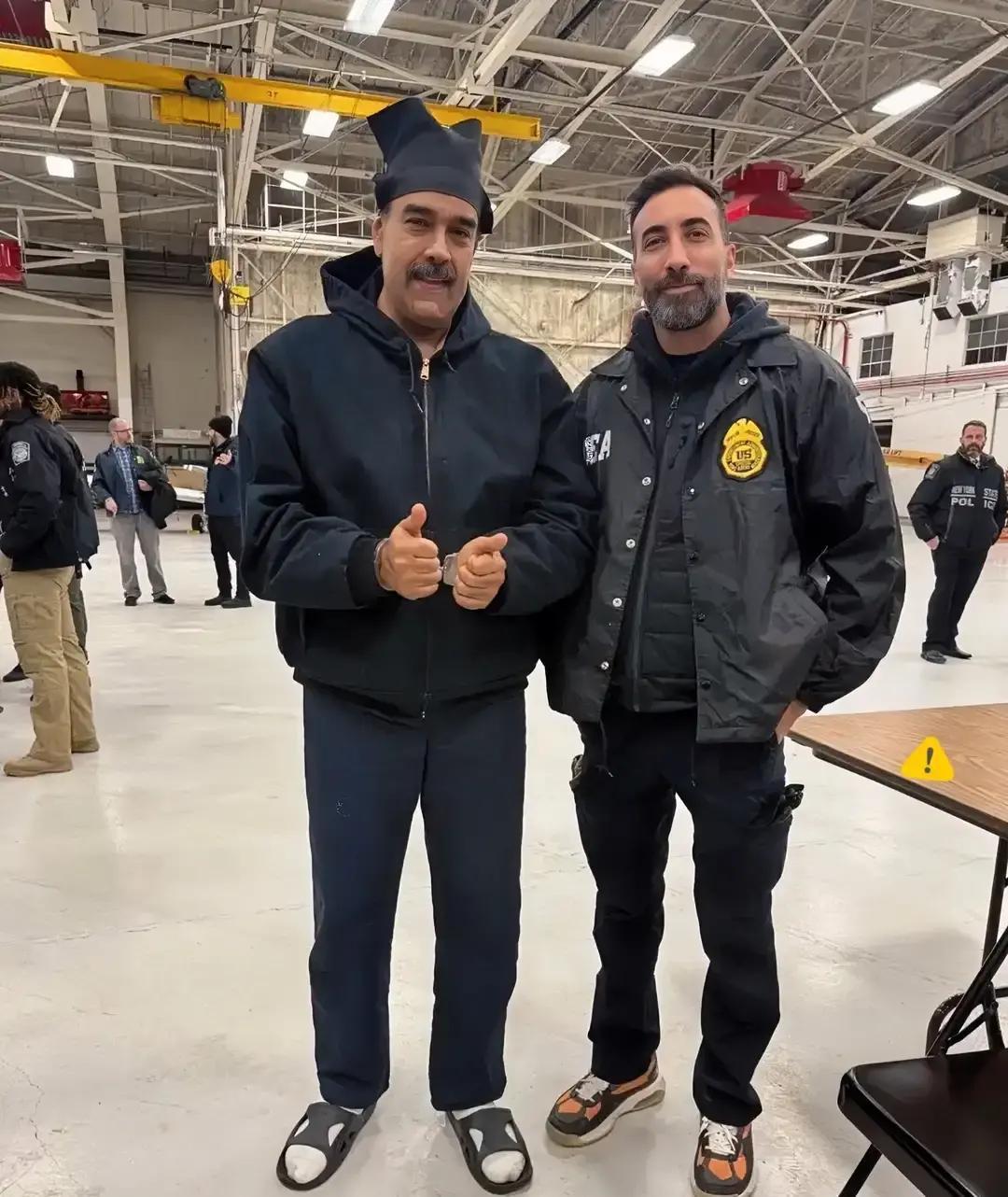 这画面太具有冲击力了，堂堂一国话事人，愣是把外交现场走出了澡堂子的既视感
拖鞋配