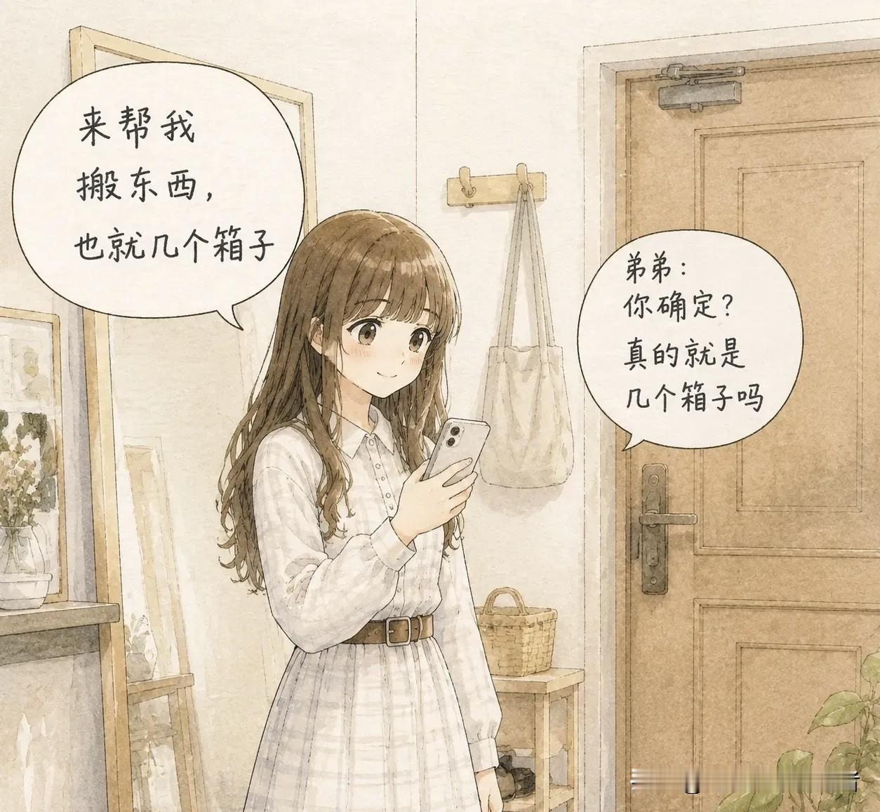 趣味漫画：姐姐搬家，打电话给弟弟：“来帮我搬东西，就几个箱子。”弟弟到了一看，满