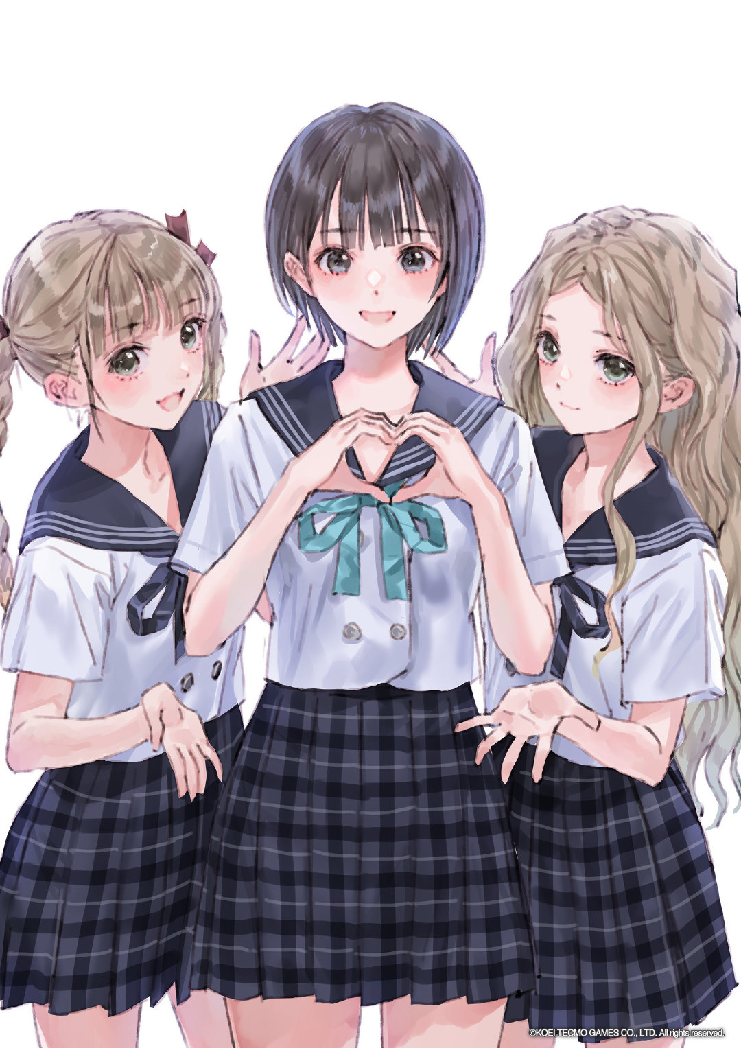 光荣特库摩《蔚蓝反射》系列9周年贺图公开，由系列角色设计「岸田梅尔」老师绘制。《