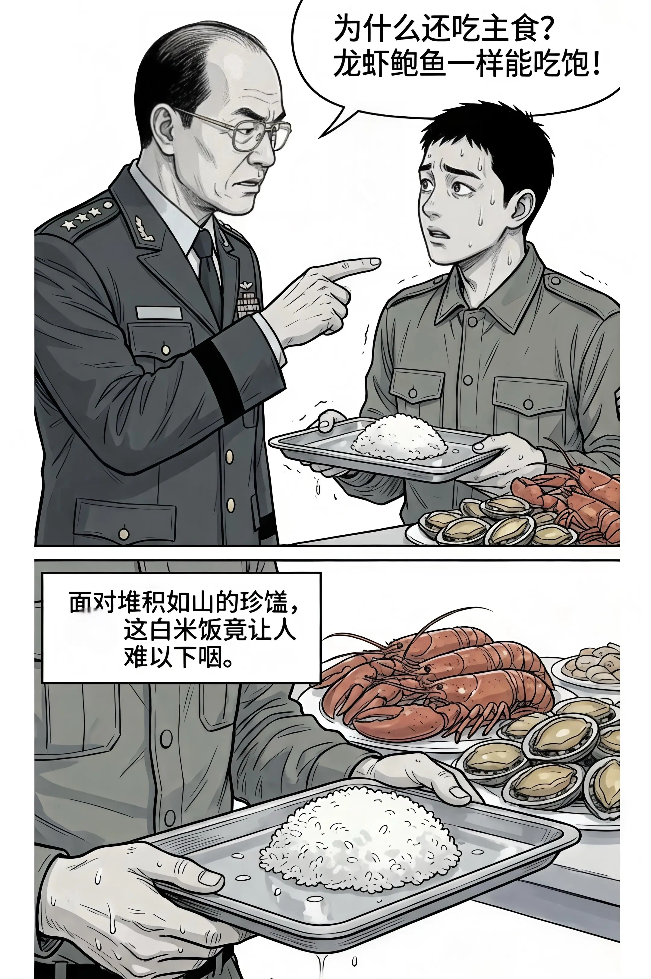 “龙虾鲍鱼能吃饱，还吃什么主食？”