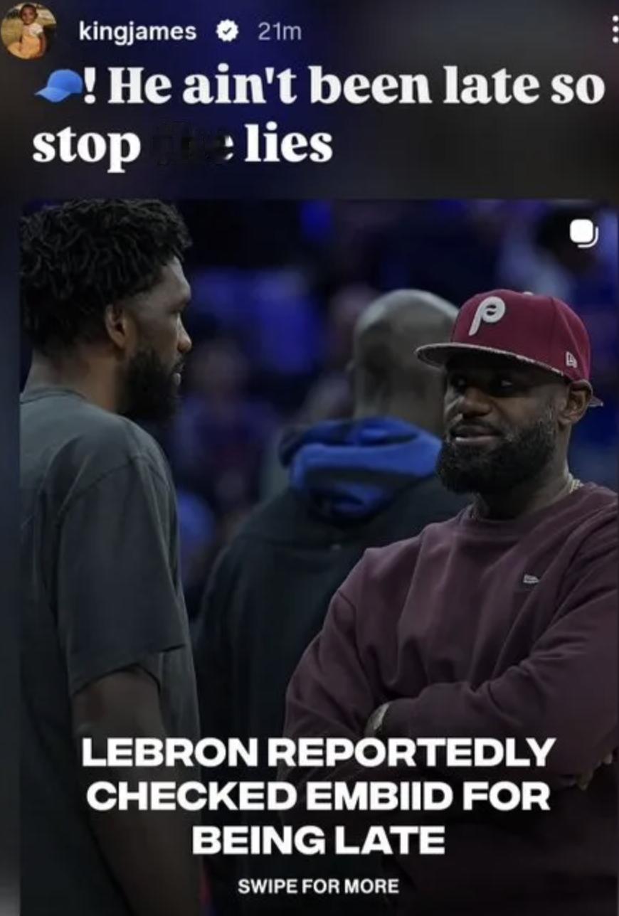 詹姆斯与76人队的蜜月期尚未开启，嫌隙便已悄然浮现。
据ESPN爆料，恩比德训练