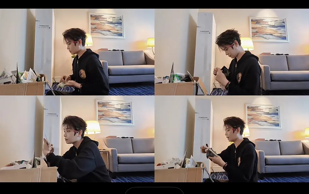 头发上还有为了演出妆造定型的夹子，所以等刷子一拿给你就迫不及待的开拆了吗？🥺 