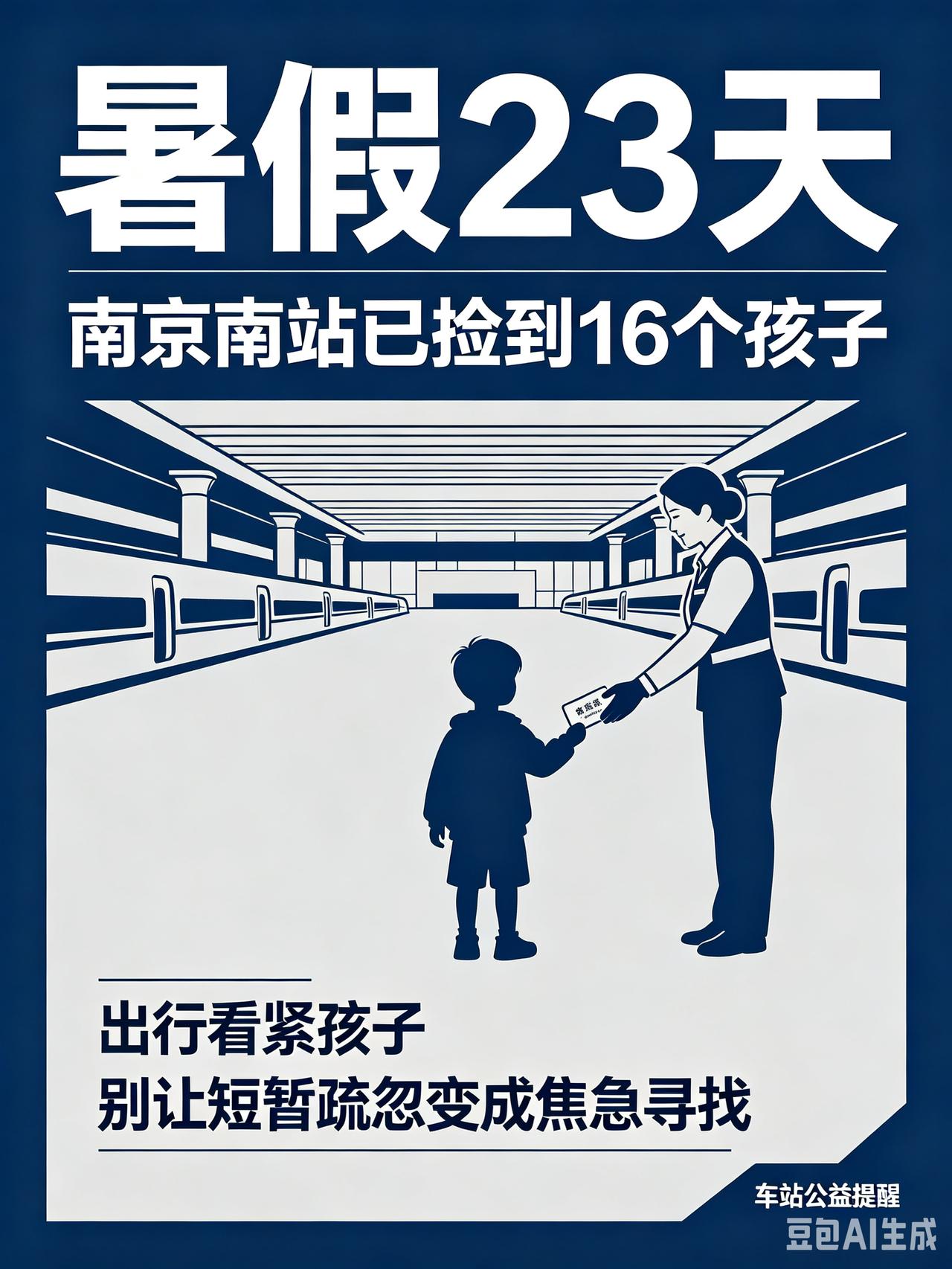 暑假23天，南京南站已经捡到了十六个娃。这些家长们也太马虎了，怎么出来旅游就把娃