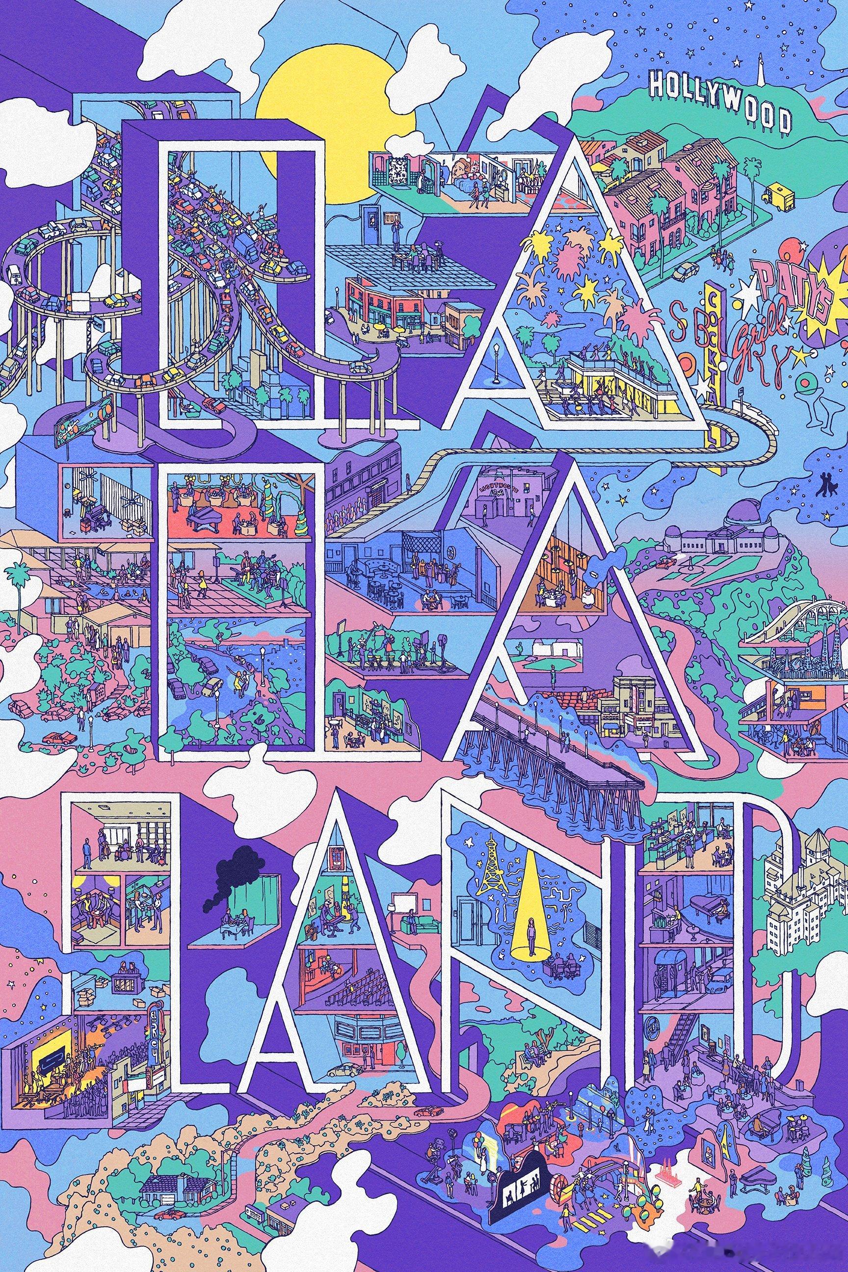 《爱乐之城》的艺术海报 by Andrew DeGraff，这个设计太棒了 