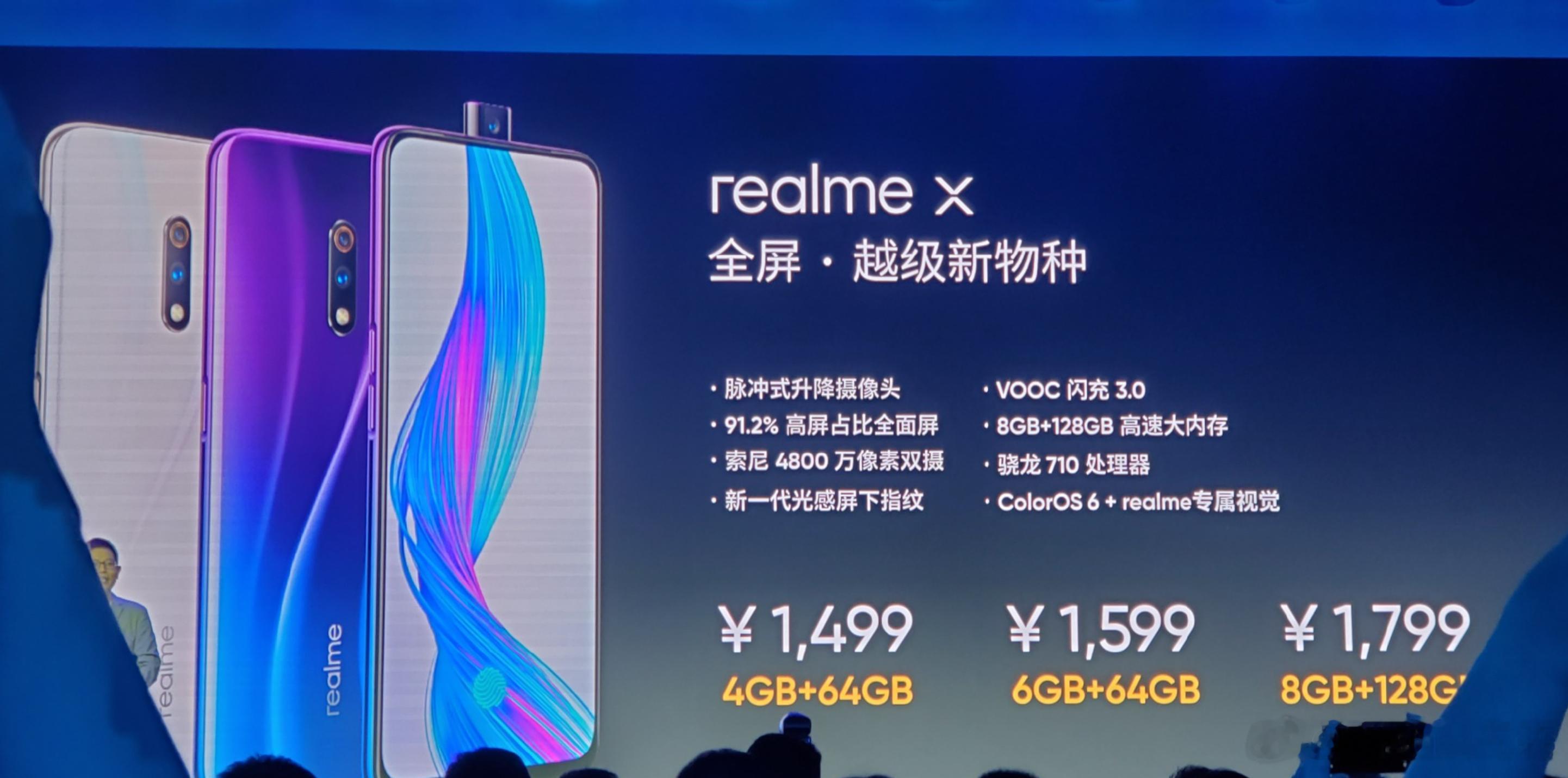 找到一张realme在2019年进入中国第一场发布会的图片，升降摄像头的real