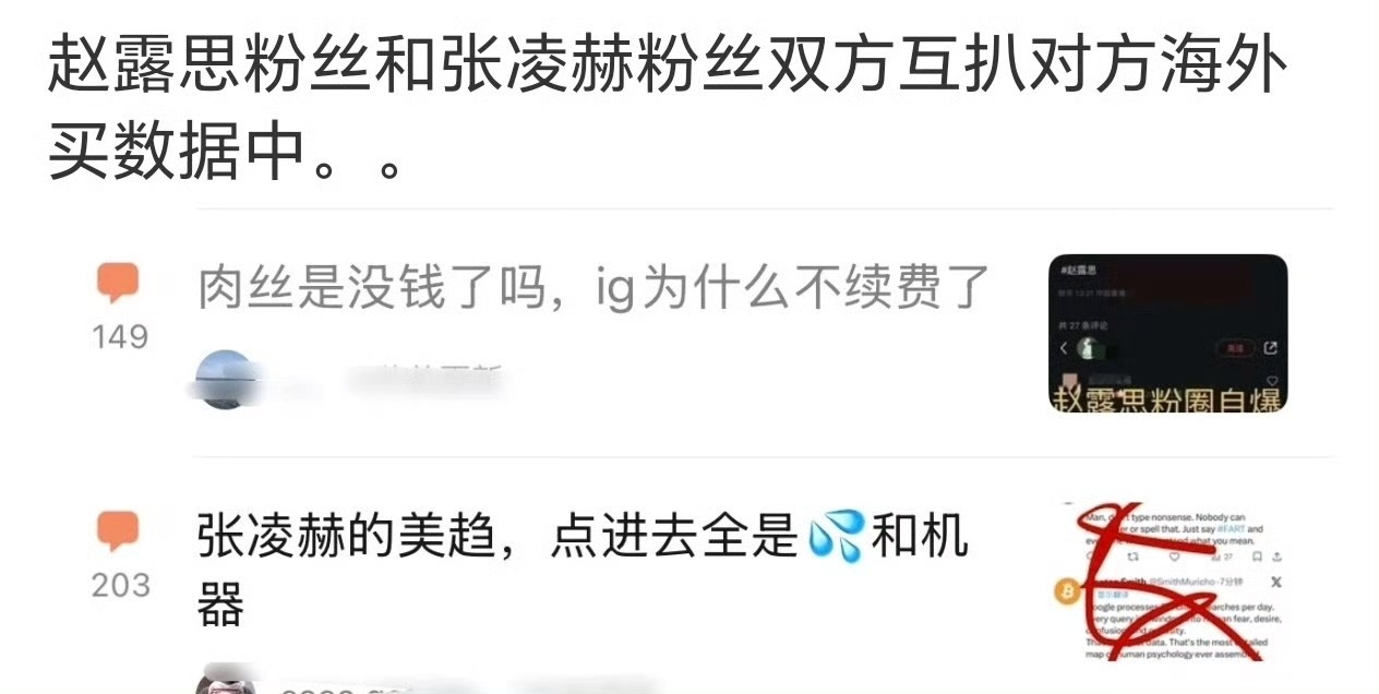 赵露思粉和张凌赫粉开始互扒海外数据含金量了…… 