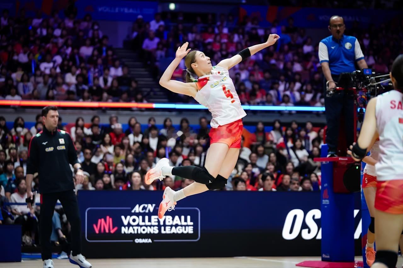 2026年世界女排联赛日本大阪站日本女排vs泰国女排第二局：25-21大比分：2