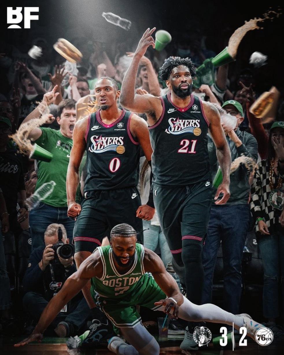 乔尔·恩比德砍下33分、4篮板、8助攻，76人队在TD花园球馆以113-97爆冷