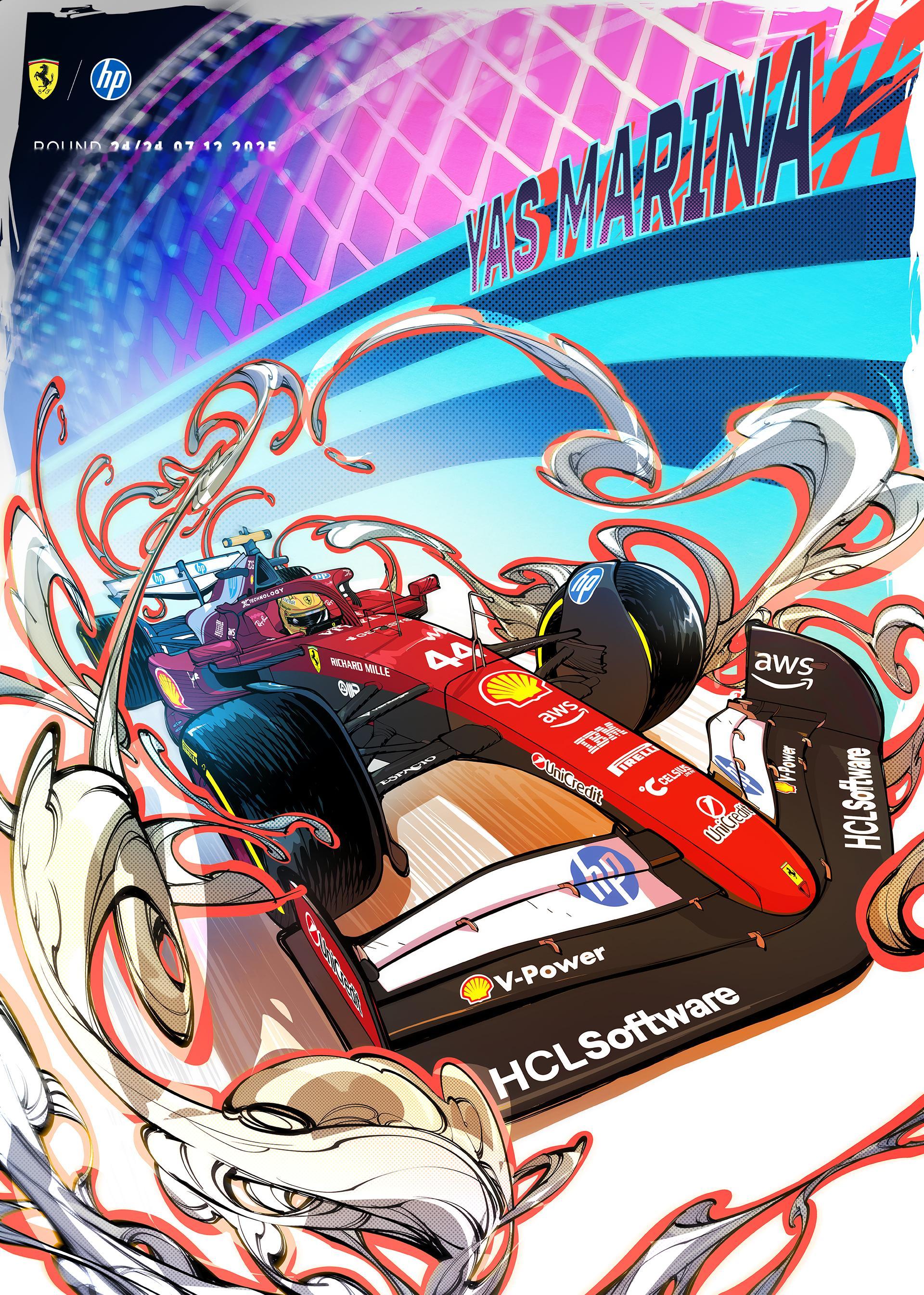 阿布扎比大奖赛法拉利车队海报F12025F1阿布扎比大奖赛